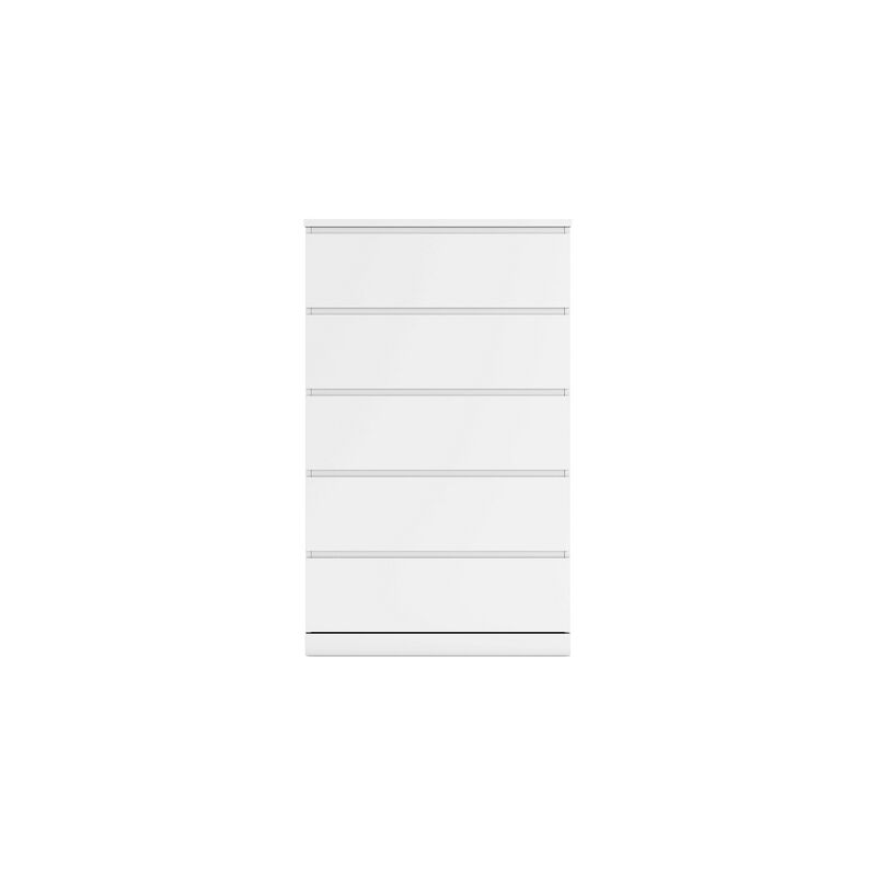 Onira Tall Dresser Chest, 5 Spacious Drawers, Modern White, 49 Inch - Benzara