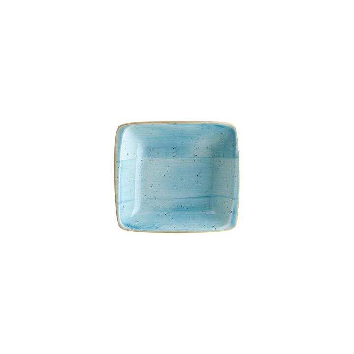 Aqua 7.5" x 6.5" x h:2" 20 oz. Square Blue Porcelain Bowl (Set of 2)