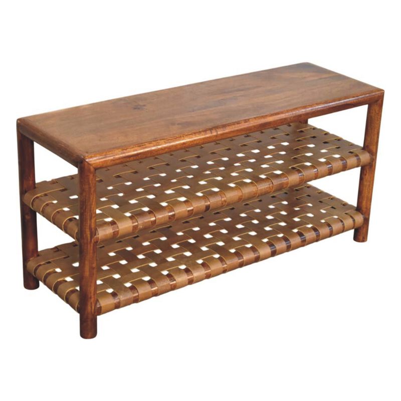 Artisan Furniture Solid Wood Regency Woven Chestnut 2 slot Shoe Rack