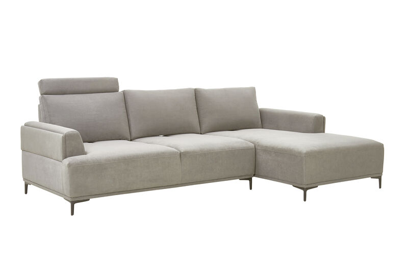 Pasargad Home Modern Lucca Sectional Sofa with Push Back Functional, Right Facing Chaise, Beige