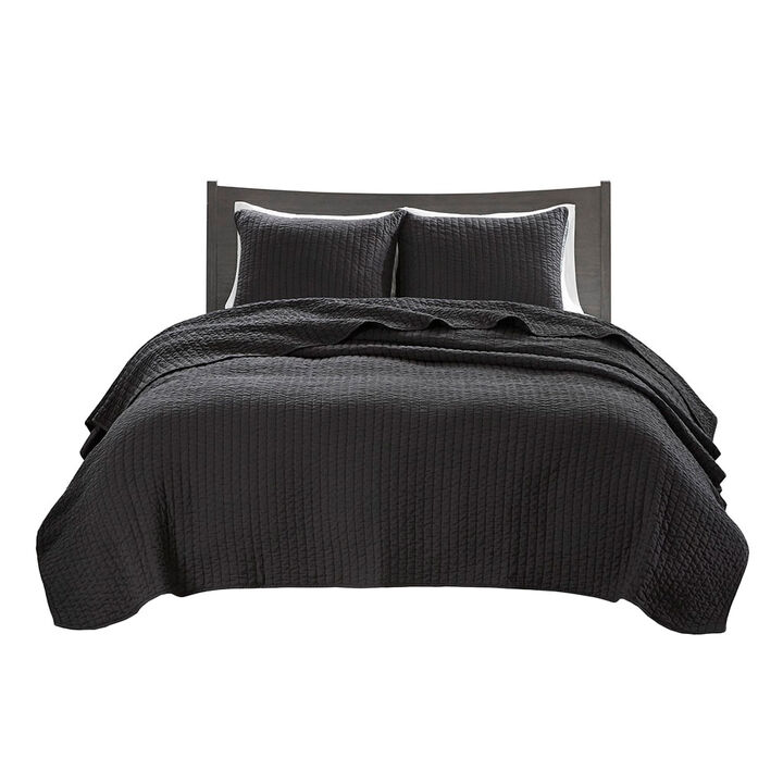 Gracie Mills Becker Cozy Reversible Pick Stitch Quilt Set with Matching Shams