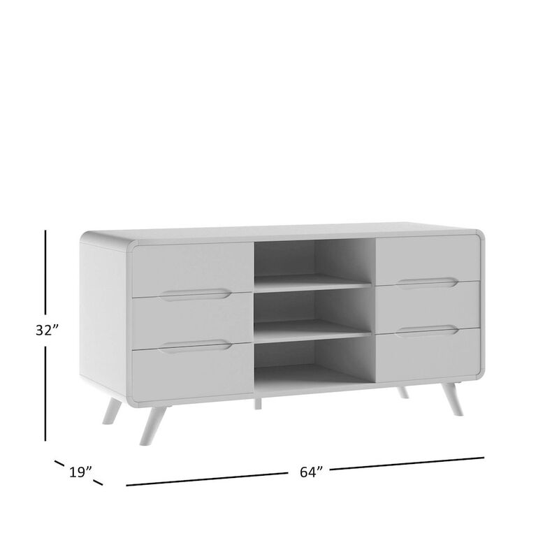 Jofran Marlowe Mid-Century Modern 64 Curved Media Console TV Stand