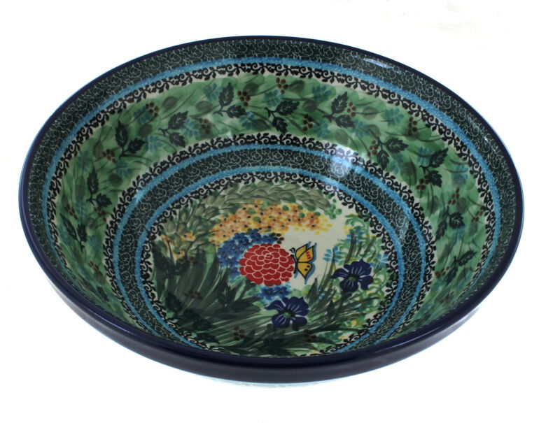 Blue Rose Polish Pottery Teresa Large Serving Bowl