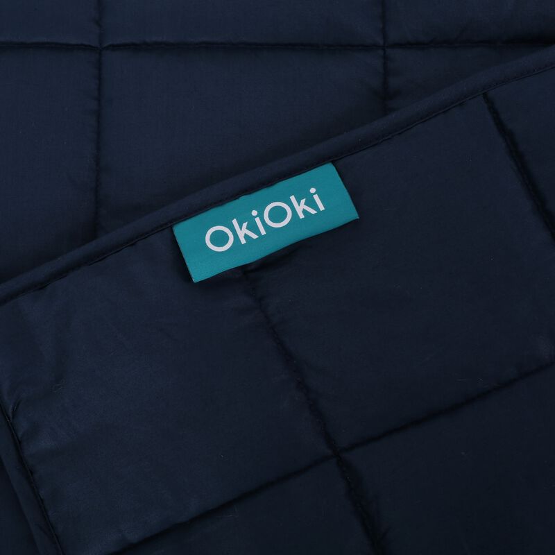 Blankie 20lbs Weighted Blanket, 60 x 80 Cotton Multilayer, Navy Blue - Benzara