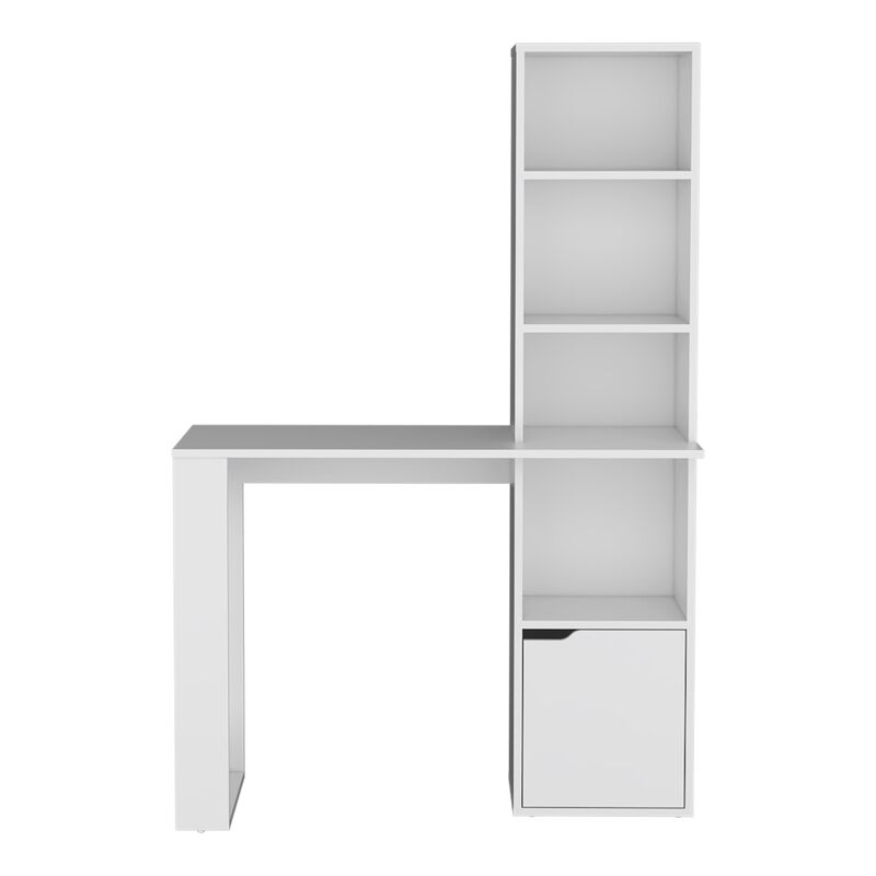 Iowa Computer Desk with 1-Cabinet and 4-Tier Bookcase -Black