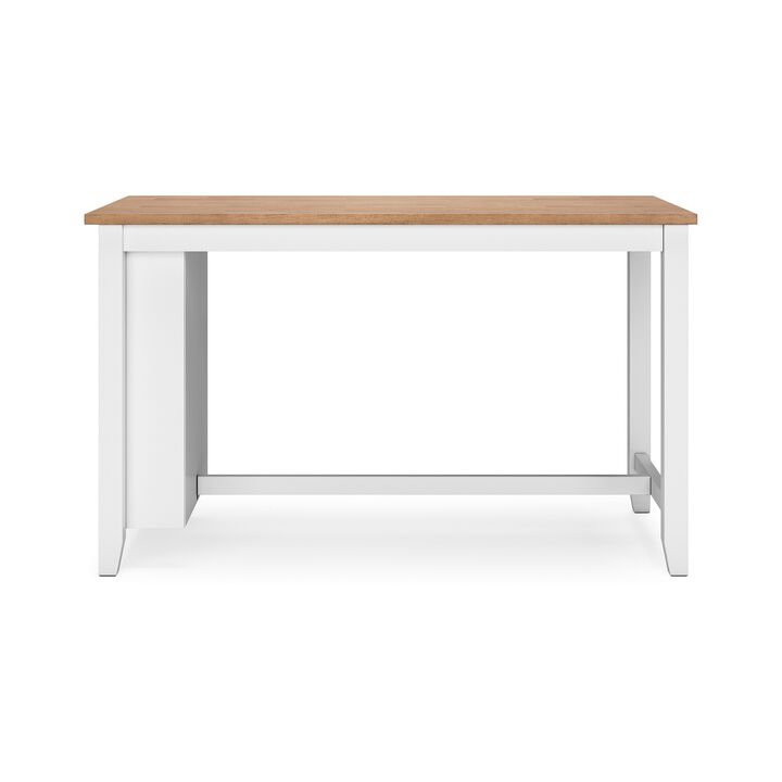 Gasy Counter Height Dining Table, 60 Inch White Brown Mango Wood - Benzara