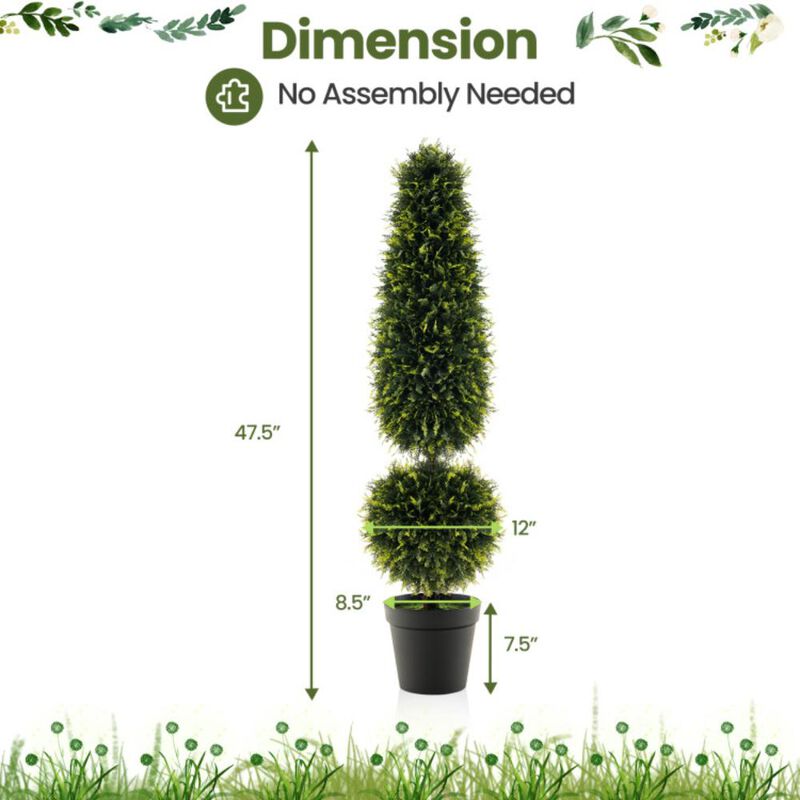 Hivvago 4 Feet Artificial Boxwood Topiary Tree with Natural Vines and PE Leaves