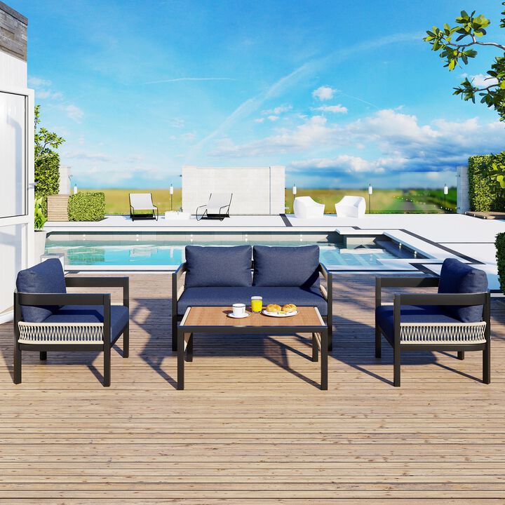 Mondawe 5-Piece Multi-person Outdoor Iron Sofa Set,Weatherproof Furniture Set For Patio Garden