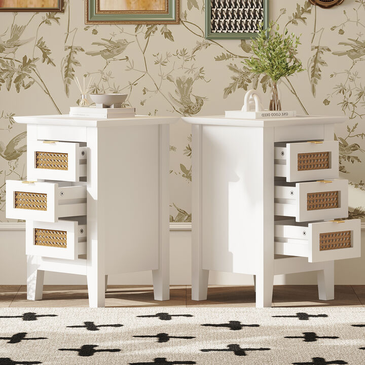 Streamdale Exquisite Rattan-Woven Nightstand Elegance for Your Bedroom