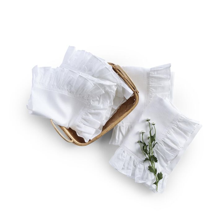 Solino Home 100% Pure Linen Cloth Napkins 20 x 20 Inch Set of 4 | Gabrielle Ruffle Dinner Napkins