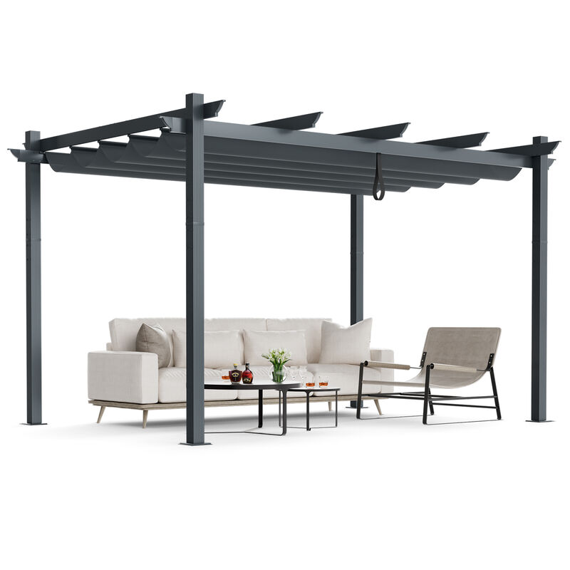 10 x 13 Feet Outdoor Aluminum Retractable Pergola Canopy Shelter