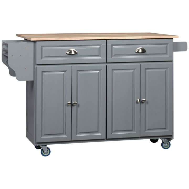 Dark Gray Kitchen Helper: Utility Cart with Drop-Leaf & Rubber Wood Top Dark Gray Kitchen Helper: Utility Cart with Drop-Leaf & Rubber Wood Top