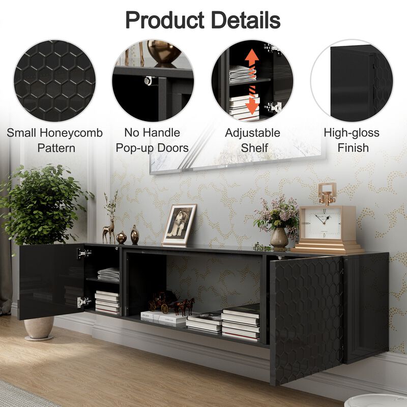 Wall Mount Floating TV Stand up to 80 in