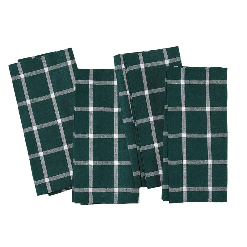 Solino Home 100% Pure Linen Dinner Napkins 20 x 20 Inch Set of 4 | Windowpane