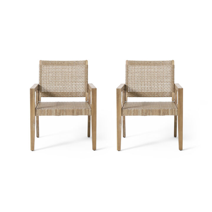 Merax Outdoor Wicker and Acacia Wood Club Chairs 2 PCS Merax Outdoor Wicker and Acacia Wood Club Chairs 2 PCS