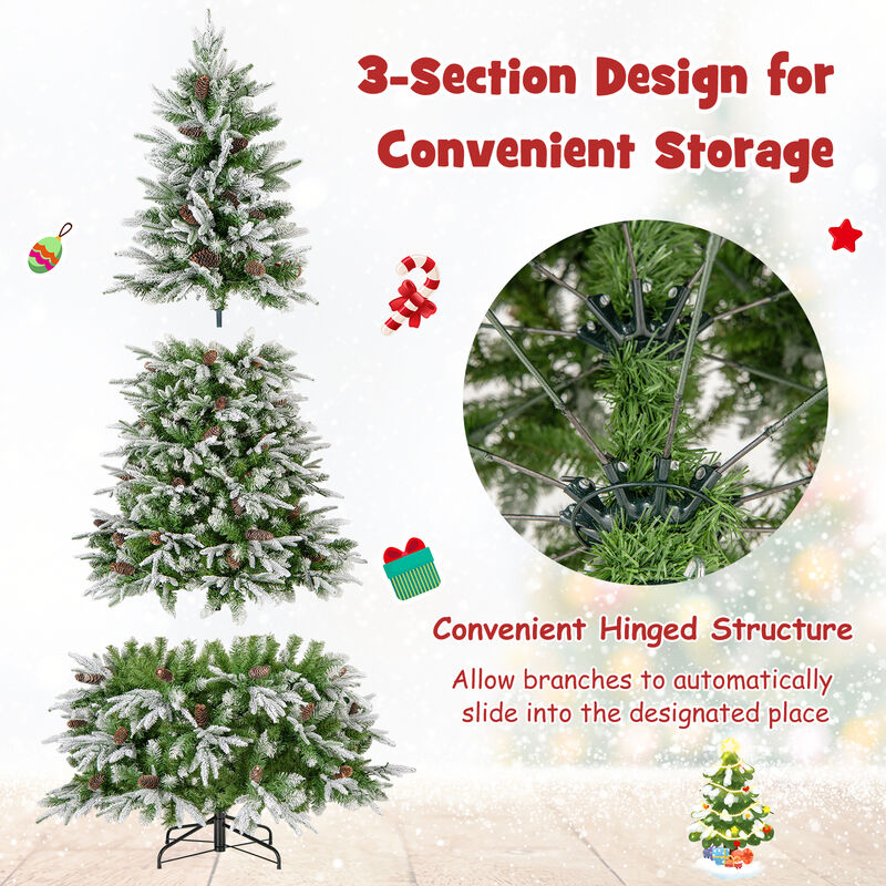 Pre-Lit Artificial Christmas Tree with Tips and  LED Lights
