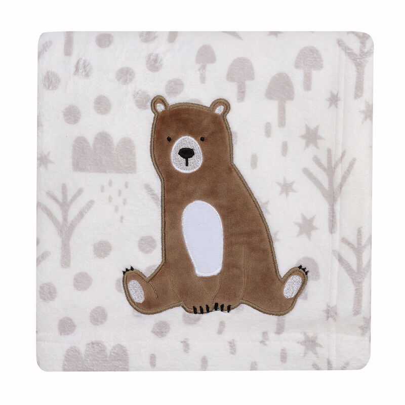 Bedtime Originals Sleepytime Bear White/Brown Soft Fleece Baby Blanket