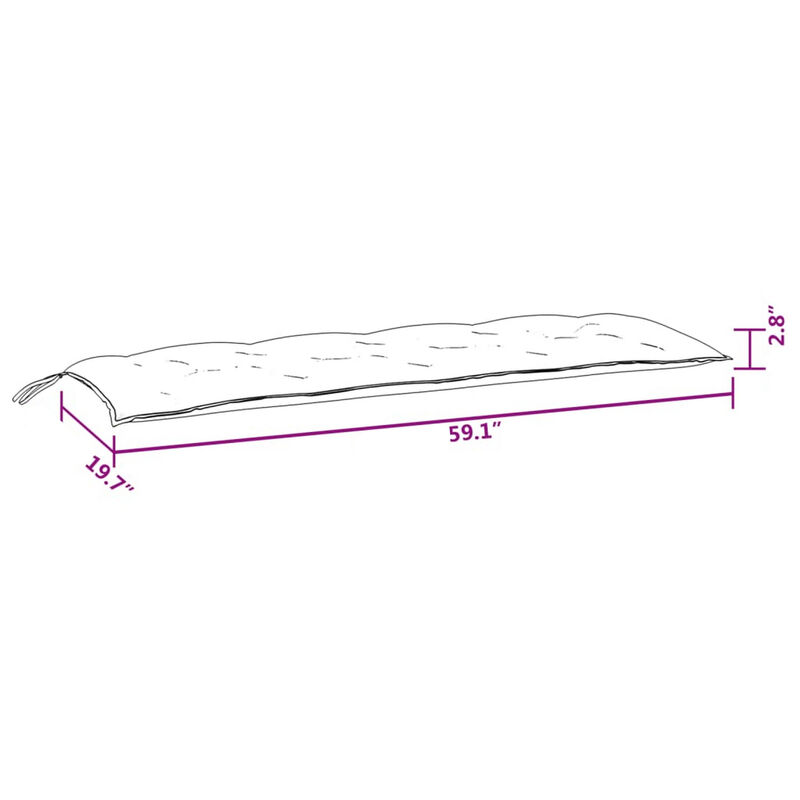 Claire Cushion for Bench with Tie Ropes, Beige Tufted Oxford Fabric - Benzara