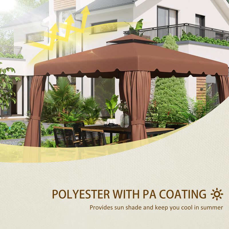 Coffee Gazebo Top: 9.8x9.8 ft Replacement Canopy with Double Vented Roof
