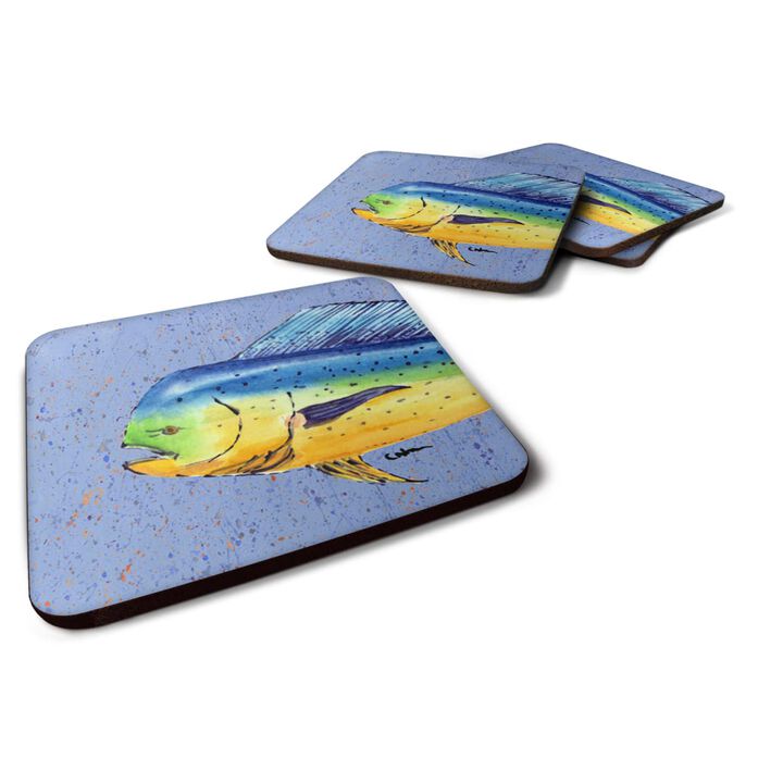 Caroline's Treasures 8521FC Dolphin Mahi Mahi Foam Coasters (Set of 4), 3.5 H x 3.5 W, Multicolor