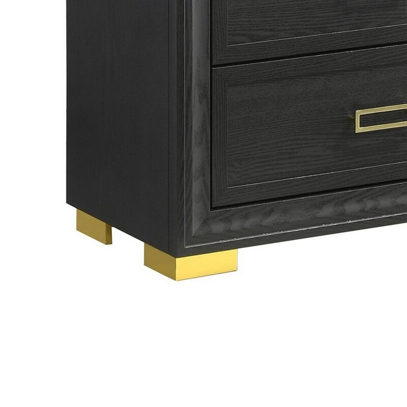 Nio 48 Inch Tall 4 Drawer Dresser Chest, Bracket Legs, Frame Handles, Gray-Benzara