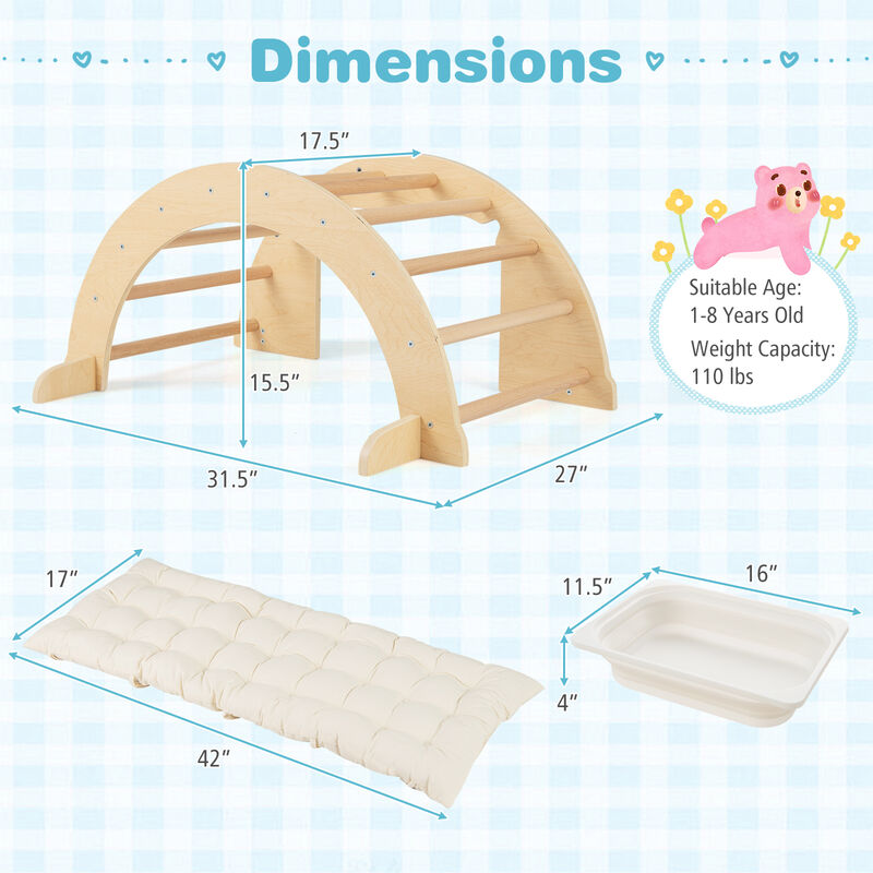 6 in 1 Kids Climbing Arch Playset wIth Removable Cushion and Stoppers