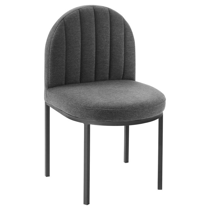 Modway Isla Channel Tufted Upholstered Fabric Dining Side Chair, Black Charcoal