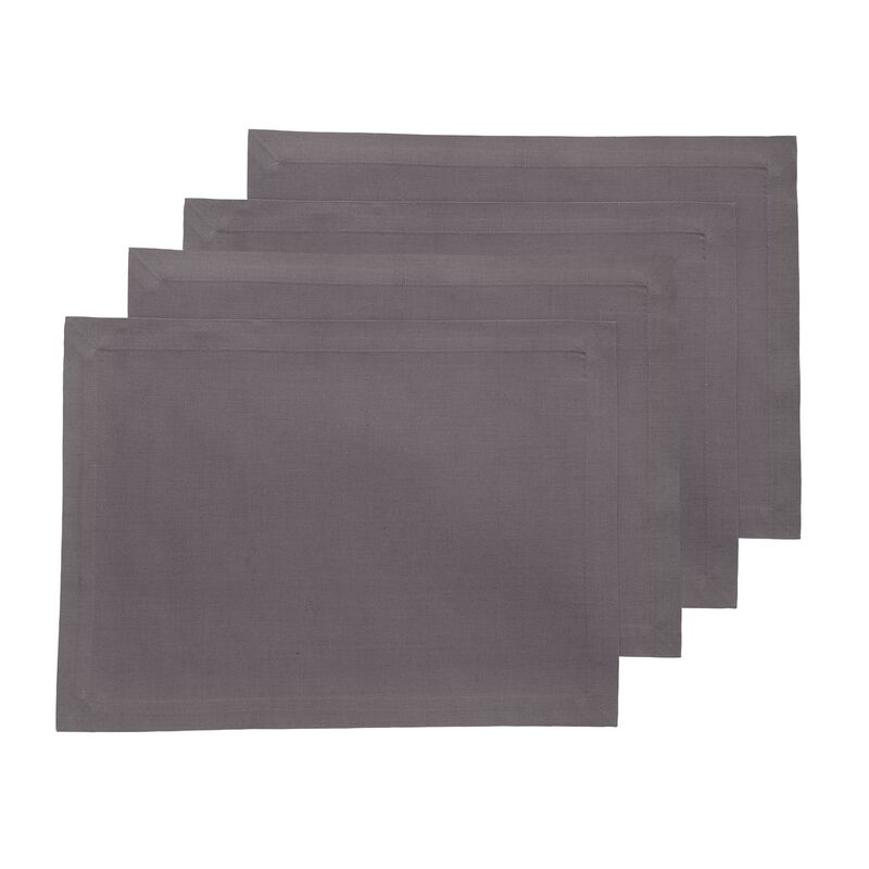 Solino Home Cotton Linen 14 x 19 Inch Placemats Set of 4 | Dru - Cotton Linen Plain