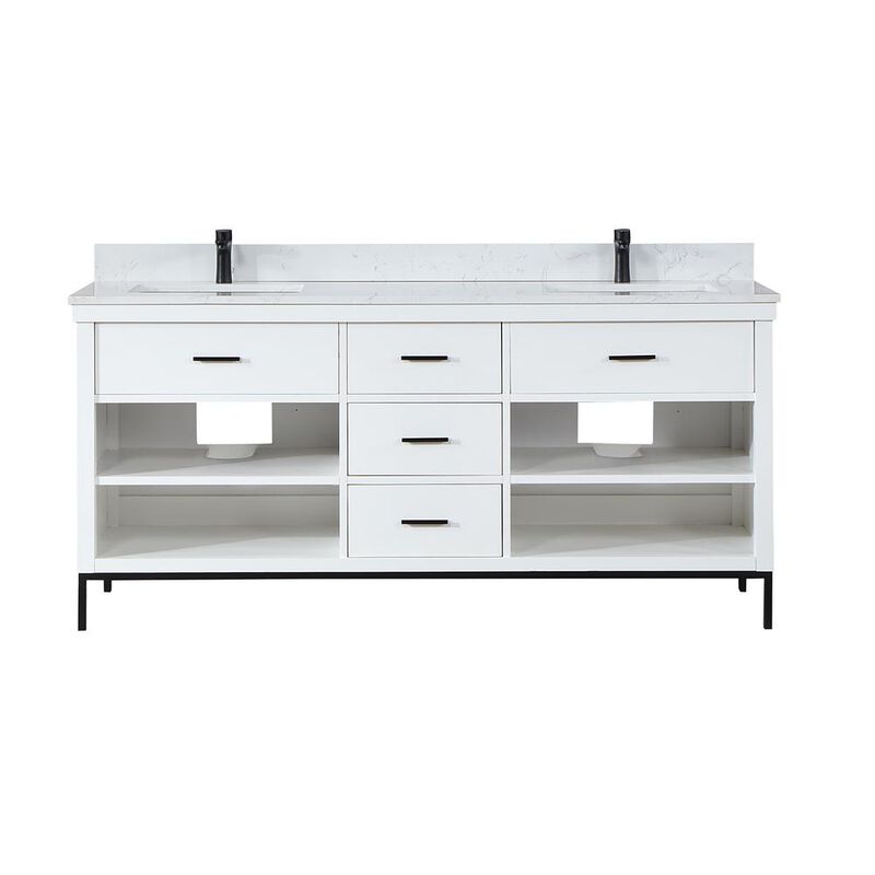Altair 72 Double Bathroom Vanity Set in White without Mirror