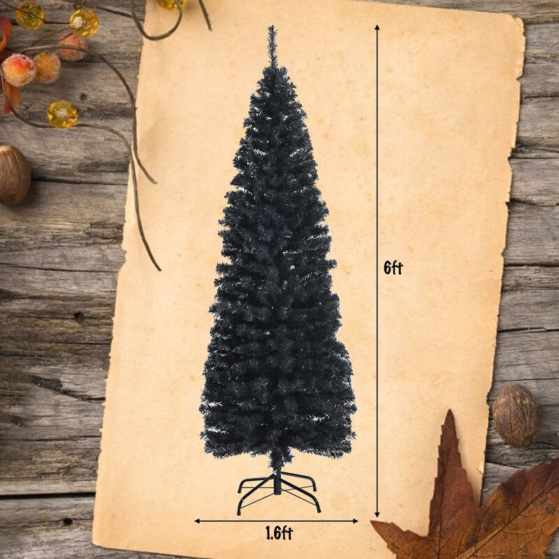 Unlit Artificial Christmas Halloween Pencil Tree with Metal Stand