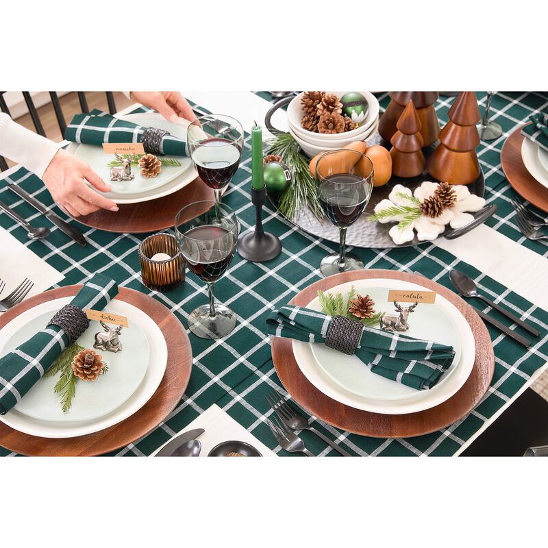 Solino Home 100% Pure Linen Fall Plaid Linen Placemats 14 x 19 Inch Set of 4 | Windowpane