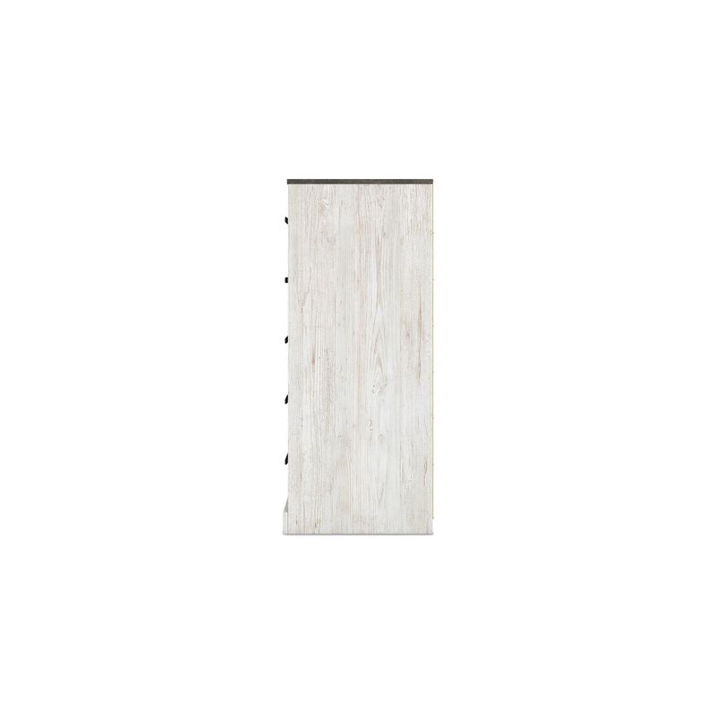 Wisp 46 Inch Tall Dresser Chest, 5 Drawers, Rustic Smooth White Finish-Benzara