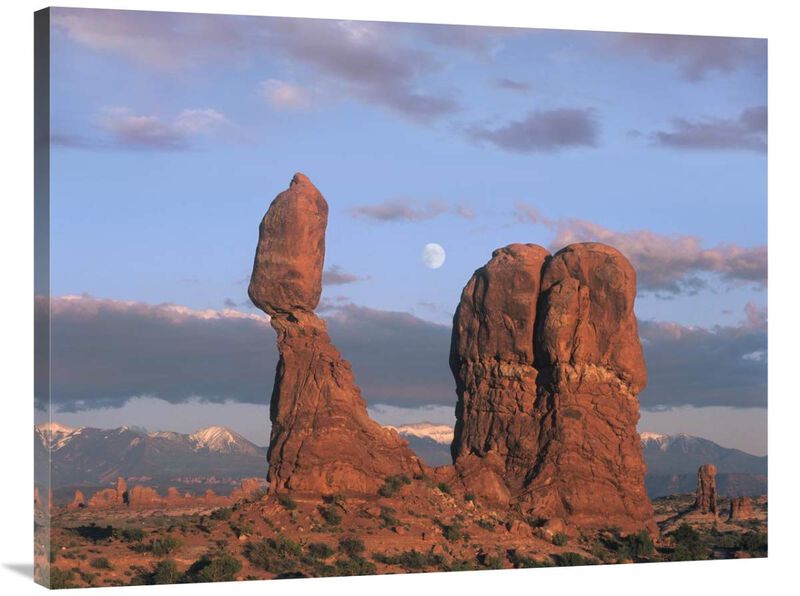 Moon over Balanced Rock, Arches National Park, Utah-Canvas Art-40x30