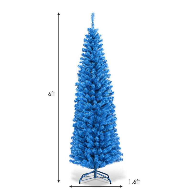 Hivvago 6 Feet Unlit Artificial Christmas Halloween Pencil Tree with Metal Stand