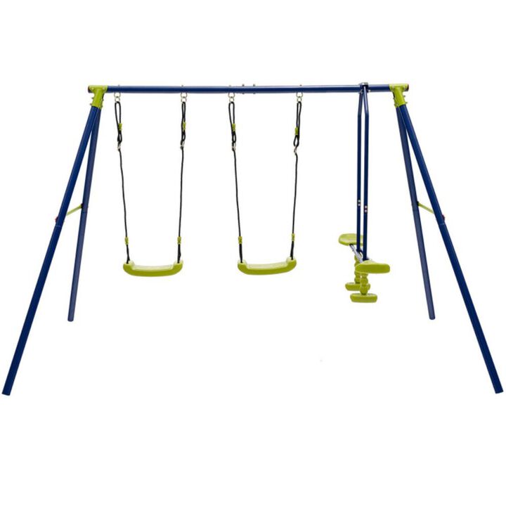 Hivvago 440 Pounds Kids Swing Set with Two Swings and One Glider Hivvago 440 Pounds Kids Swing Set with Two Swings and One Glider
