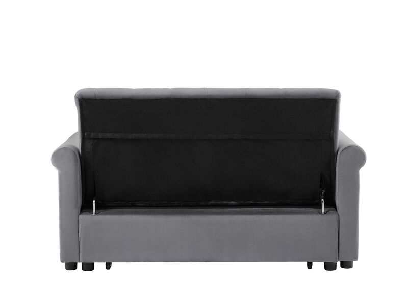 55" Modern Shiny Velvet Convertible Loveseat Sleeper Sofa Couch with 2 Lumbar Pillows