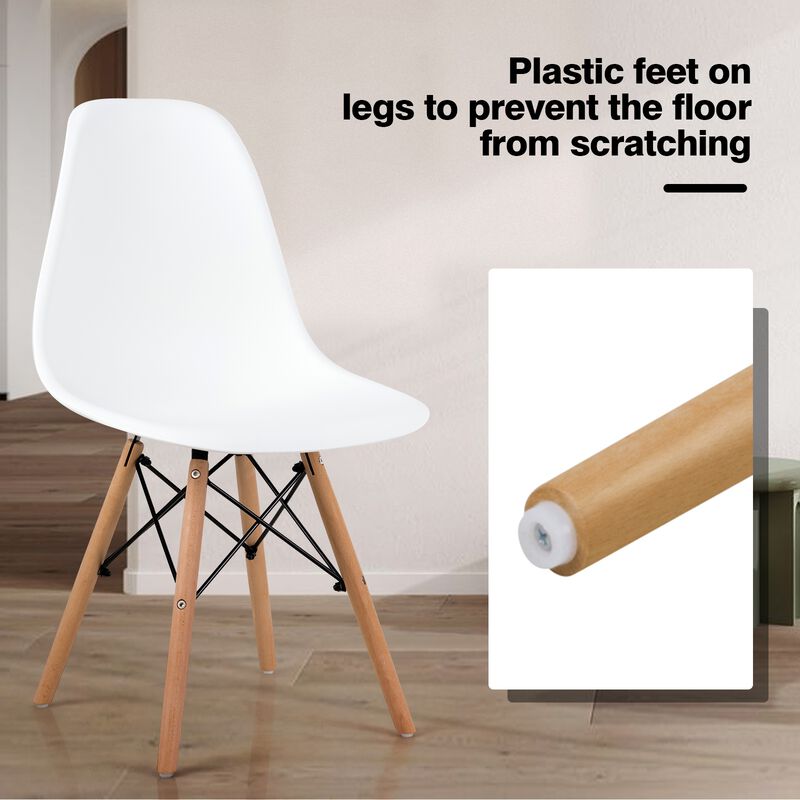 4 Pieces Modern Armless Dining Chair Set with Wood Legs