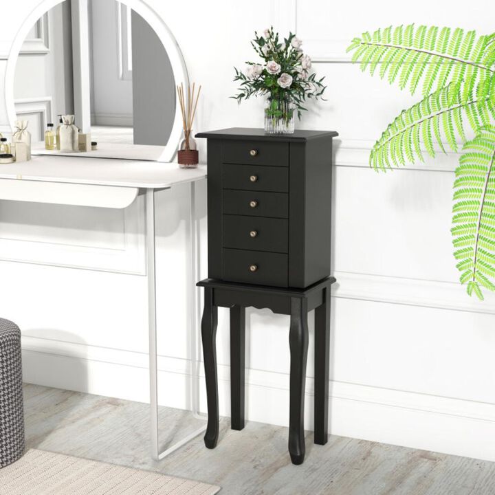 Hivvago 2 Colors Armoire Storage Standing Jewelry Cabinet with Mirror-Black