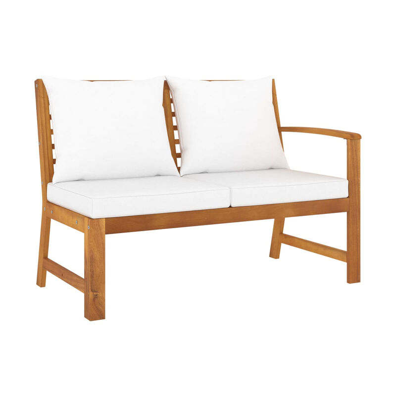 Roma 5pc Modular Outdoor Sofa and Table Set, Solid Acacia Wood, White - Benzara