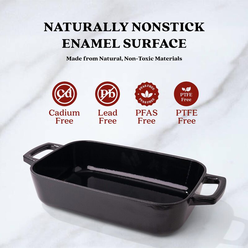 Alva Nori Enameled Cast Iron Dutch Oven Dish Roasting Pan 12"x8" Rectangular Nonstick Stove-to-Table Enamel Coated Pot, Non Toxic, Compatible with All Stovetops, Oven Safe & Induction Safe