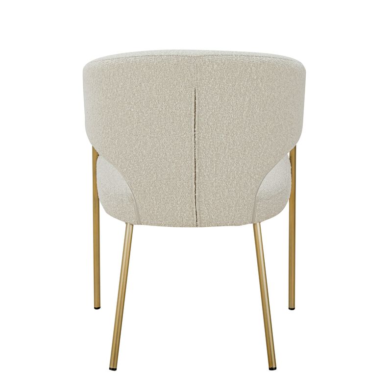 Cid Kasa 23 Inch Dining Chair, Light Gray Polyester, Brass Stainless Steel - Benzara