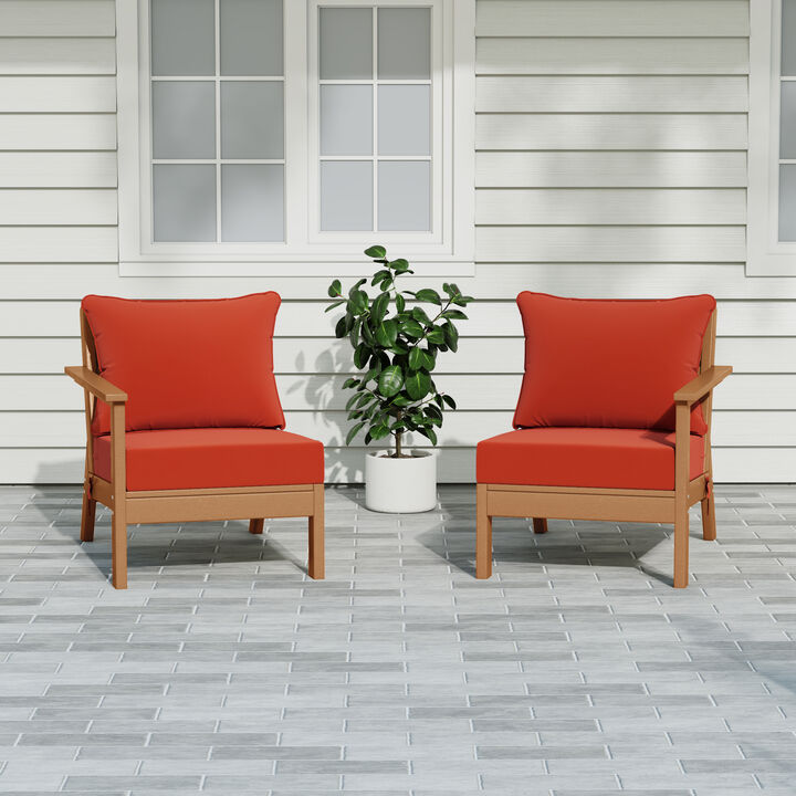 WestinTrends Outdoor Patio HDPE Loveseat Sofa with Patio Cushions