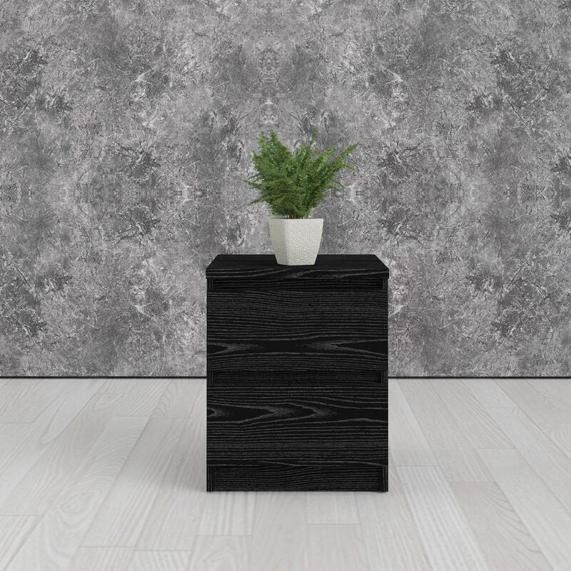 Tvilum Scottsdale 2 Drawer Nightstand - Black Wood Grain