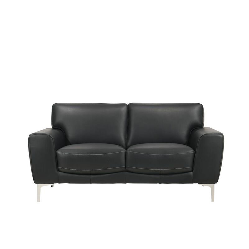 New Classic Furniture Furniture Carrara Top Grain Italian Leather Loveseat in Black
