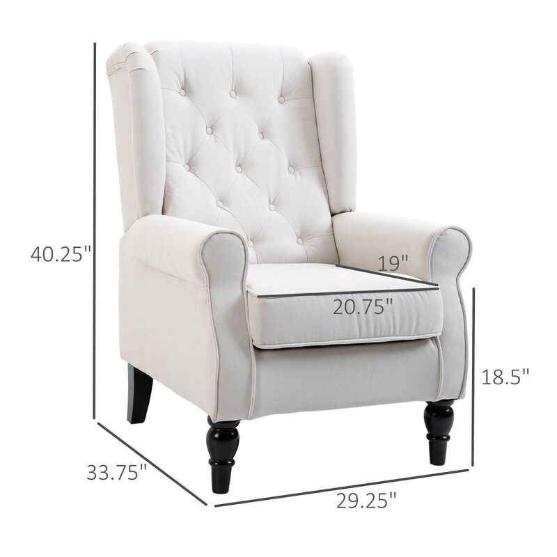 Cream Living Room Luxury: High Back Accent Chair with Removable Cushion