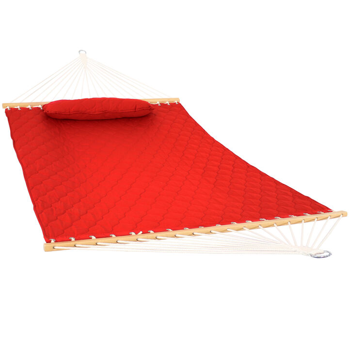 Sunnydaze Large Quilted Fabric Hammock with Spreader Bars and Pillow Sunnydaze Large Quilted Fabric Hammock with Spreader Bars and Pillow