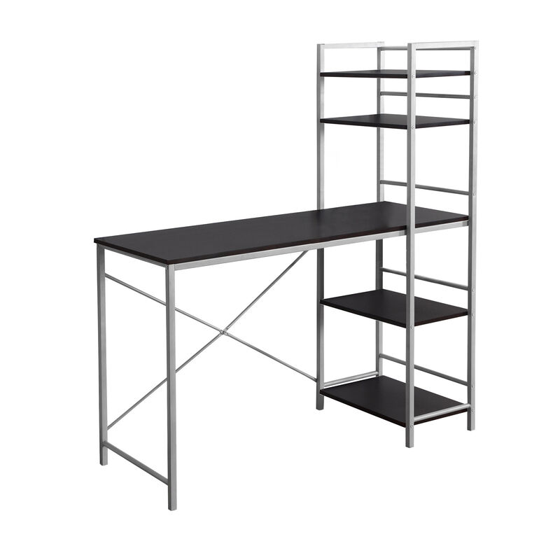 Monarch Specialties I 7166 Computer Desk, Home Office, Laptop, Storage Shelves, 48"L, Work, Metal, Laminate, Brown, Grey, Contemporary, Modern