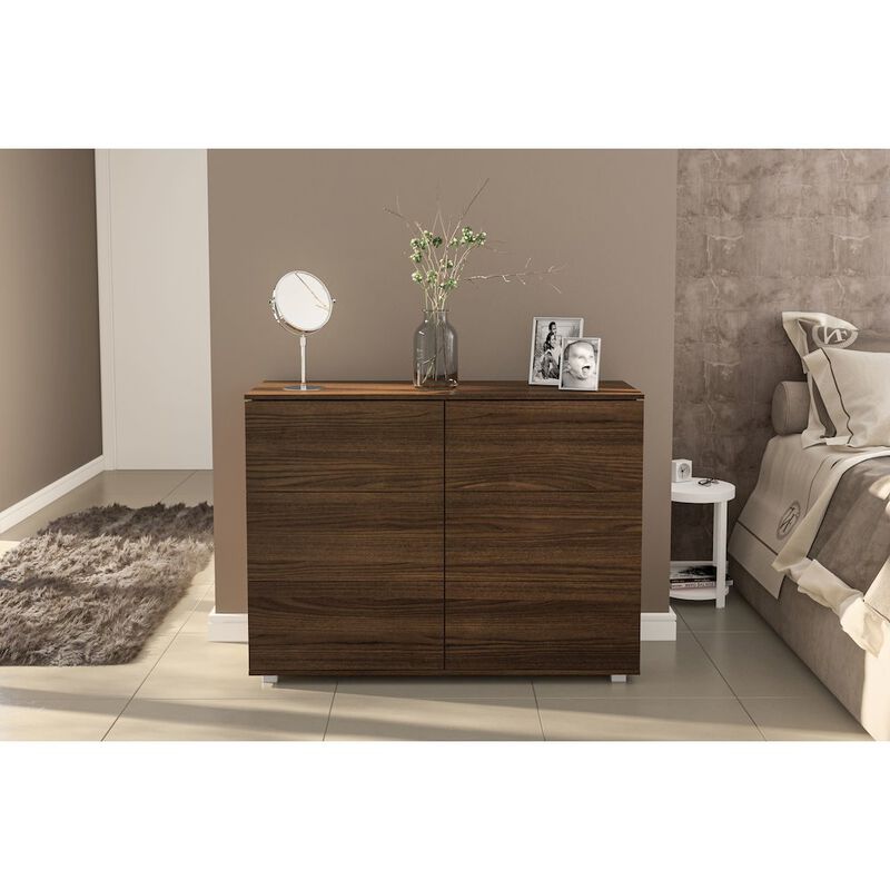 Polifurniture Madison Modern 6 Drawer Double Dresser, Walnut