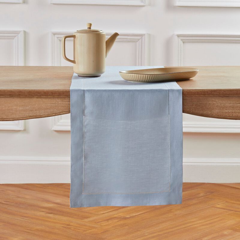 Solino Home 100% Pure Linen Table Runner | Classic Hemstitch for Thanksgiving, Christmas