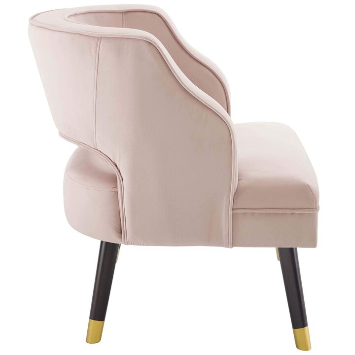Modway Traipse Button Tufted Open Back Performance Velvet Armchair, Pink